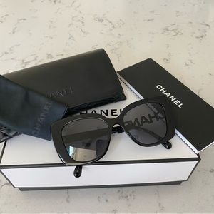 Chanel Sunglasses 5422-B Polarized with Black Strass Details, Gray lens.
